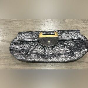* R&Y Augousti snakeskin cobra Embossed Clutch